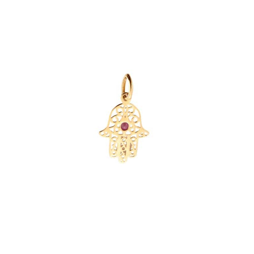 Pendentif Pendentif main de Fatma or jaune Rubis 58 Facettes