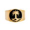 Bague 56 Bague vintage palmier en or jaune 18 carats et émail noir 58 Facettes