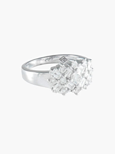 Bague 54 Bague solitaire pavée en or gris et diamants 0,99 ct 58 Facettes 422 50064