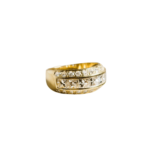 Bague 52.5 Bague en or jaune 18 carats avec diamants 58 Facettes 2974