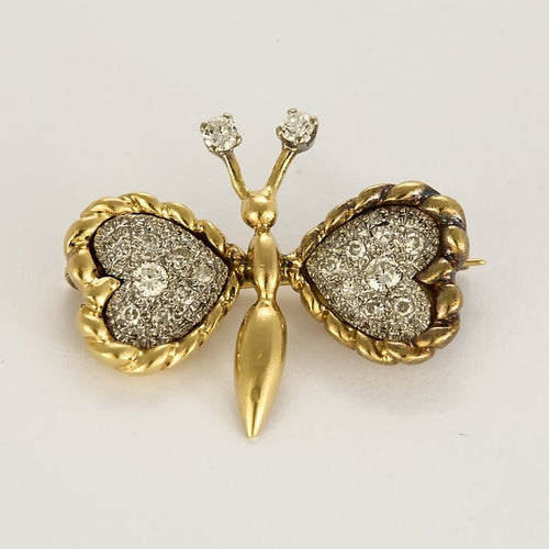 Broche Broche papillon en Or jaune, or gris et diamants 58 Facettes CAN1572