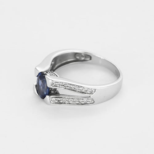 Bague 49 Bague en or gris, saphir et diamants 58 Facettes SNA1714