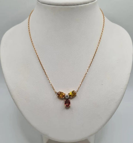 Collier Collier or rose serti de saphirs et d'un diamant 58 Facettes