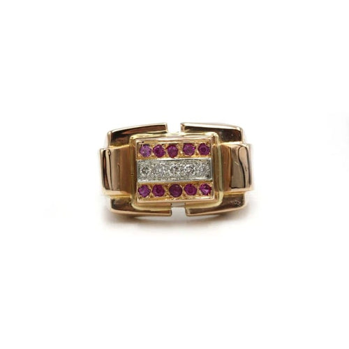 Bague 52 Bague Tank - Or rose, Diamants & Rubis 58 Facettes 250322R