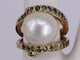 Bague Bague Saphirs verts & Perle en or jaune 58 Facettes BA-1335