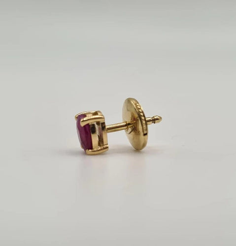 Boucles d'oreilles Boucles d’oreilles or jaune 18 carats serties de rubis ovale 58 Facettes