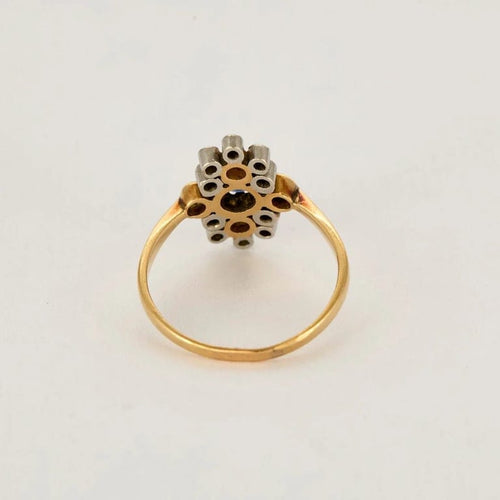 Bague 52.5 Bague or jaune et gris, saphir, perles de culture et diamants 58 Facettes PER15084