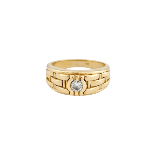 Bague 53 Bague bandeau en or jaune 18 carats avec diamant 0,10 ct 58 Facettes 32399