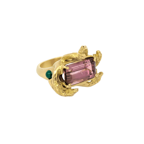 Bague 48 Bague motif animalier en or jaune 18 carats et tourmaline 58 Facettes 27300