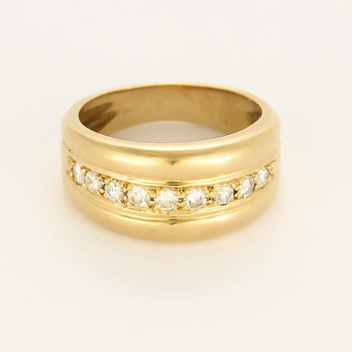 Bague 59 Bague jonc godronnée en or jaune et diamants 58 Facettes PAL3880