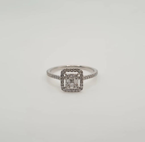 Bague 53 Bague or blanc sertie de diamants baguettes 58 Facettes