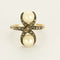 Bague 53.5 Bague Toi et Moi en or jaune et argent, perles et diamants taillés en rose 58 Facettes MON0919