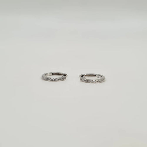 Boucles d'oreilles Créoles or blanc 18 carats serties de diamants 58 Facettes