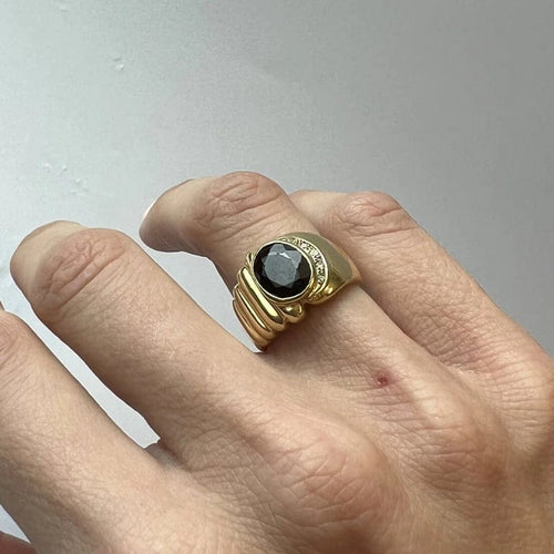 Bague 54 Chevalière Or Pierre Rouge Diamant 58 Facettes 20400000532