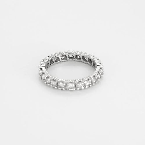 Bague 52 Alliance américaine en or blanc et diamants 58 Facettes 58FC114