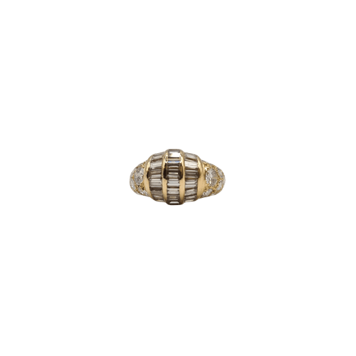 Bague 52 Bague or jaune sertie de diamants ronds et baguettes 58 Facettes
