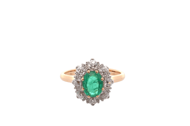 Bague 52 Bague ancienne en platine et or 18k, émeraude et diamants 58 Facettes 27503-27622