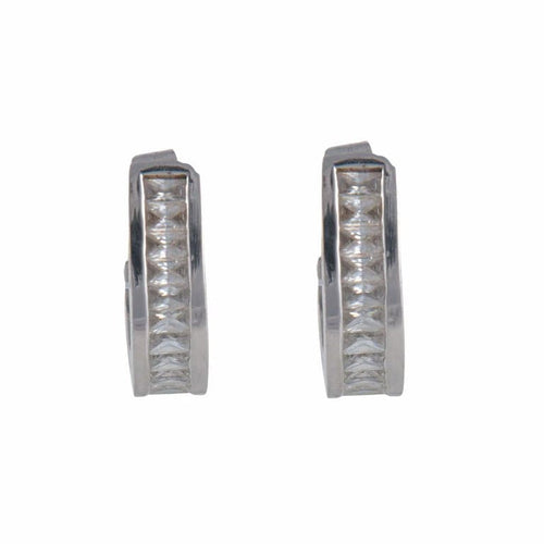 Boucles d'oreilles Demi-créoles Platine oxydes de zirconium 58 Facettes