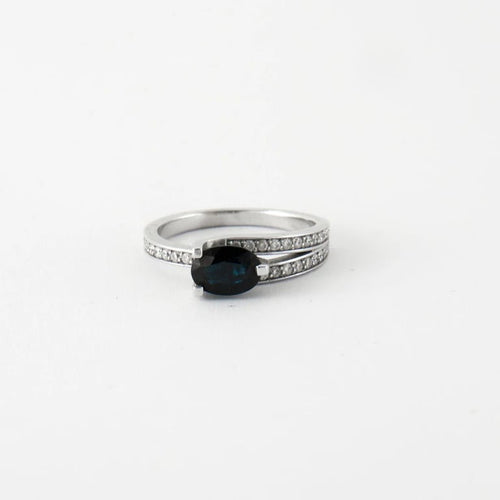 Bague 51 Bague Or blanc Saphir Diamants 58 Facettes