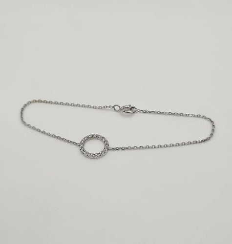 Bracelet Bracelet or blanc serti d'un cercle de diamants 58 Facettes