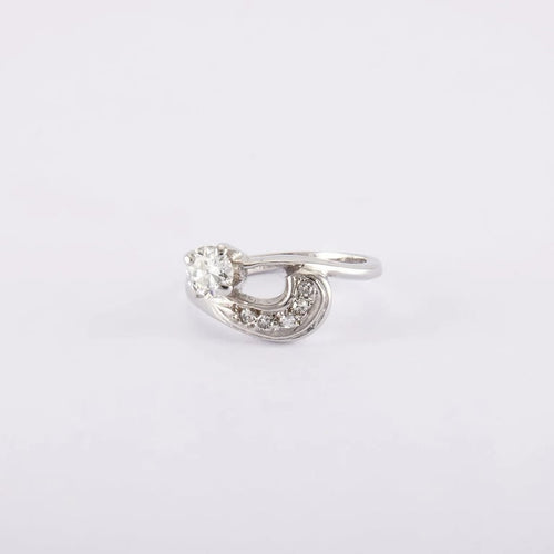Bague 49 / Blanc/Gris / Or 585 Bague Solitaire Diamant 0.45 carat 58 Facettes 190128R