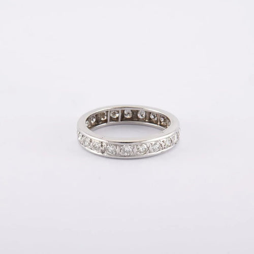 Bague 51 / Blanc/Gris / Or 750‰ Alliance américaine Diamants 1.32 carats 58 Facettes 220518R
