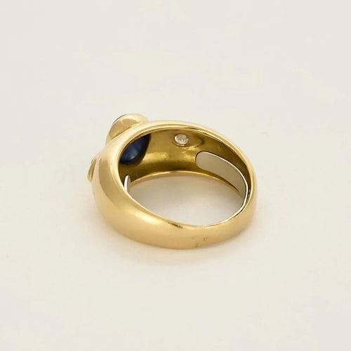 Bague 55 Bague jonc en or jaune, saphir et diamants 58 Facettes COG04412