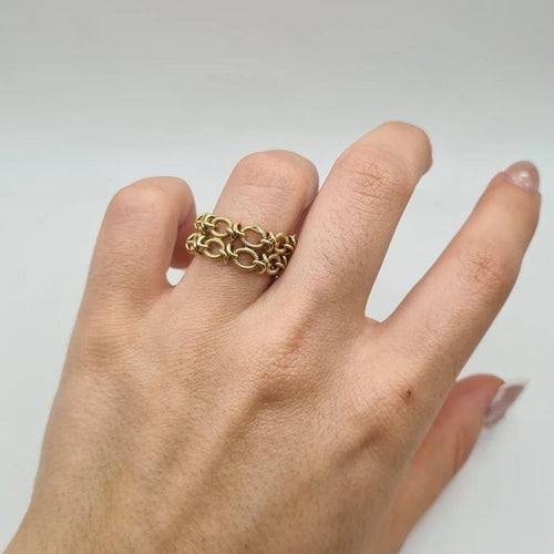 Bague 54.5 Bague en mailles or jaune 58 Facettes