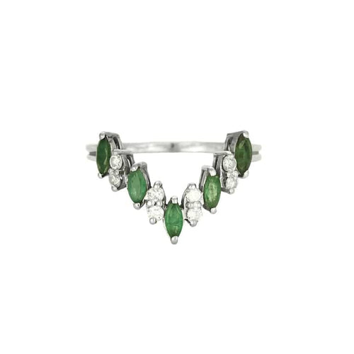 Bague 49.5 Bague aigrette en or blanc, émeraudes et diamants 58 Facettes ALB1856X3
