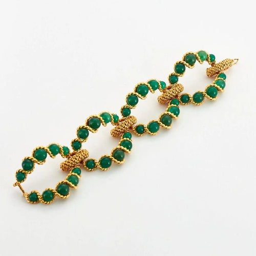Boucles d'oreilles BOUCHERON - Demie-parure Or Jaune et Chrysoprases 58 Facettes