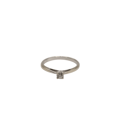 Bague 50 Solitaire or blanc serti d'un diamant 58 Facettes