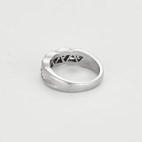 Bague 51 Bague jonc en or blanc 18K sertie de diamants 58 Facettes 58FC150