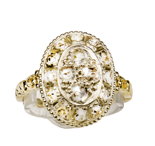Bague 55 Art déco - Bague diamants en or jaune 585 et platine 58 Facettes 2641