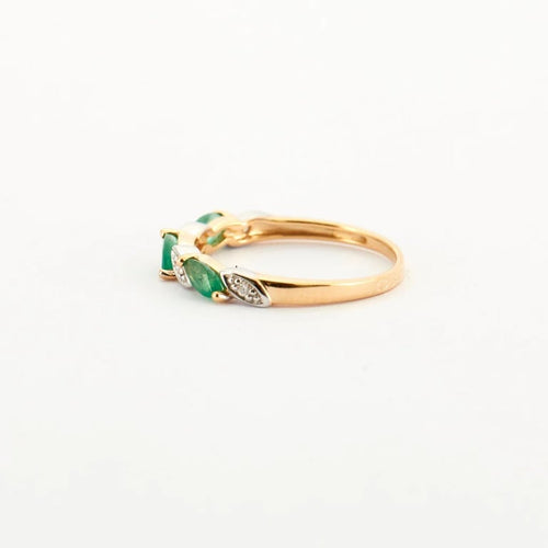 Bague 53 Bague Or jaune Emeraude Diamants 58 Facettes
