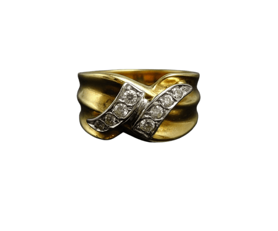 Bague Bague italienne en or jaune 18 carats et diamants 58 Facettes