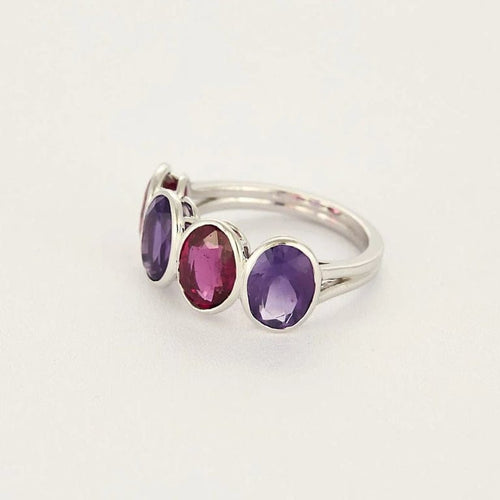 Bague 49 Bague sertie de tourmalines rouges et améthystes en or gris 18k 58 Facettes RNG3391
