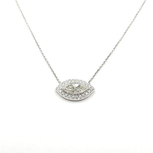 Collier Collier or blanc diamant marquise et diamants taille brillant 58 Facettes