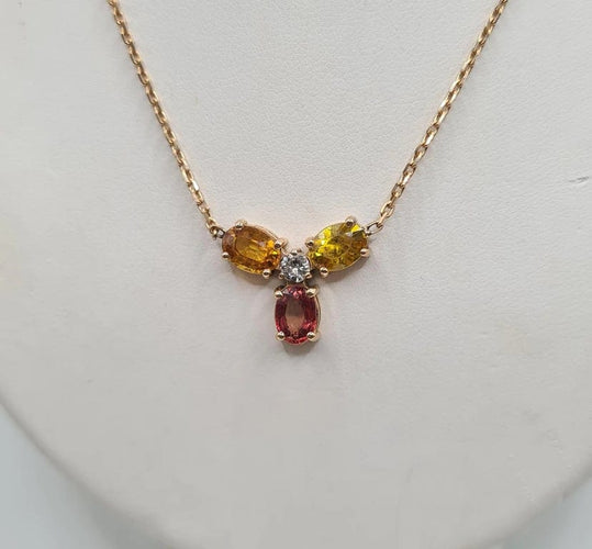 Collier Collier or rose serti de saphirs et d'un diamant 58 Facettes