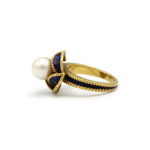 Bague 46 Bague - Or, perle et émail 58 Facettes 230270R