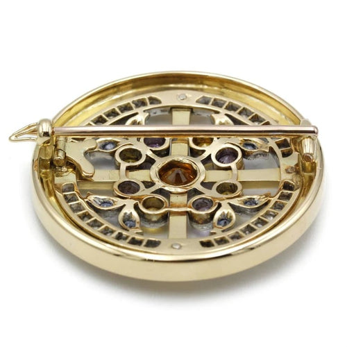 Broche Broche or jaune, saphirs & diamants 58 Facettes 250013R