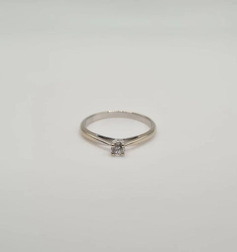 Bague 50 Solitaire or blanc serti d'un diamant 58 Facettes