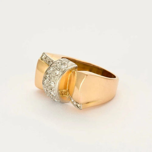 Bague 56.5 Bague Tank or jaune et diamants 58 Facettes 58FC179
