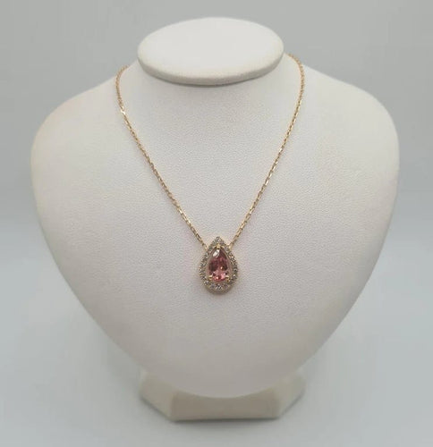 Collier Collier or jaune serti d'une tourmaline et de diamants 58 Facettes