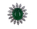 Bague 55 Bague Émeraude Cabochon Ovale et Diamants en or blanc 58 Facettes BA-23