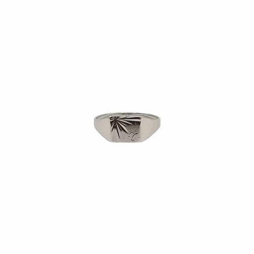 Bague 44 Chevalière or blanc 18 carats 58 Facettes