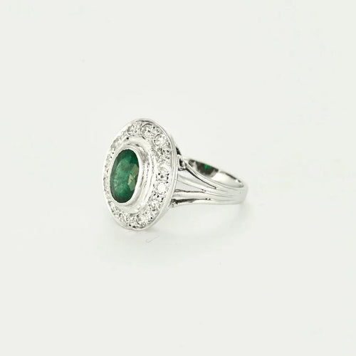 Bague 53.5 Bague or gris, émeraude et diamants 58 Facettes 58FC158