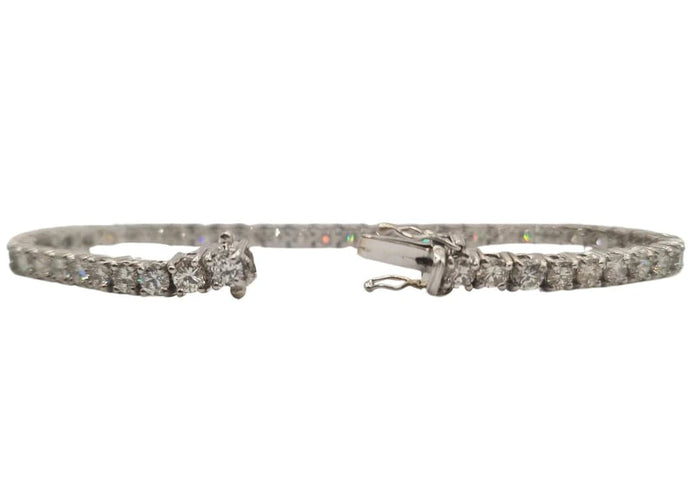 Bracelet Rivière de diamants naturels or blanc 18 carats 58 Facettes