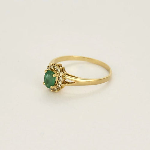 Bague 64 Bague marguerite en or jaune, émeraude et diamants 58 Facettes AUX1288X2