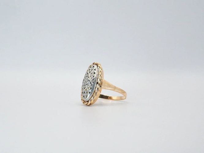 Bague 55 Bague ancienne diamant argent et or jaune 58 Facettes 4714