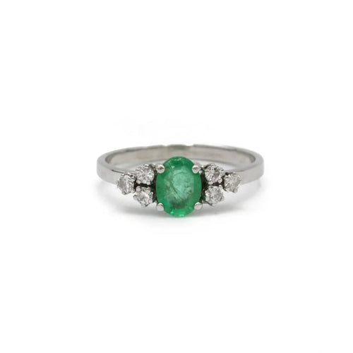 Bague 51 Bague - Or blanc, Diamants & Emeraude 58 Facettes 250111R